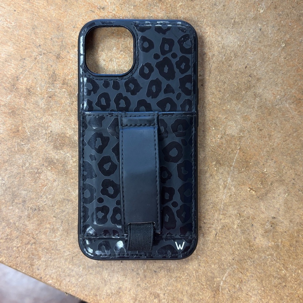 Walli Black Animal Pattern Phone Case with Stand and card holder